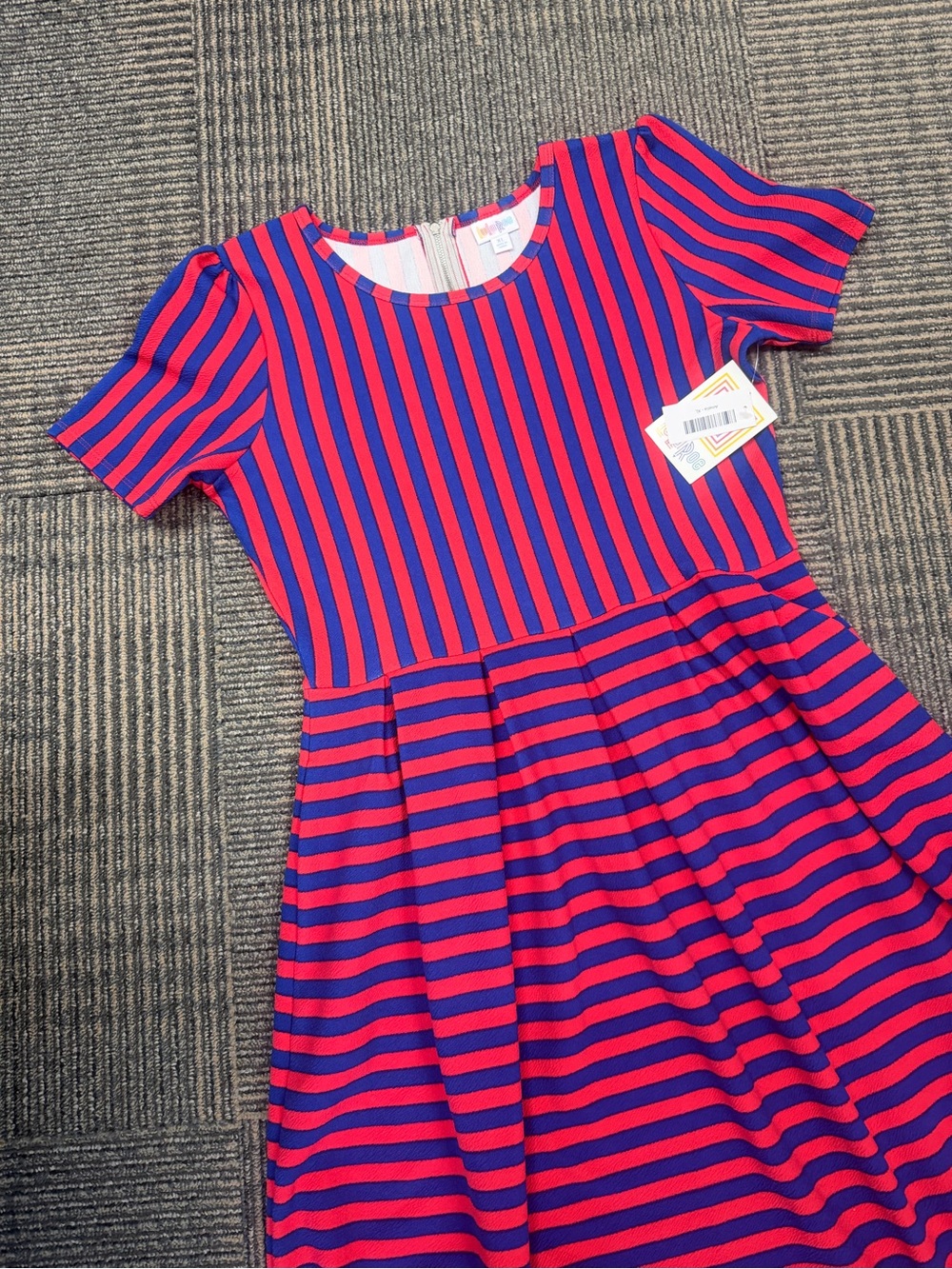 NWT LuLaRoe Amelia Pink Blue Striped Midi Dress Sz XL